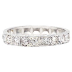 Vintage Art Deco 0.50 CTW Diamond 18 Karat White Gold Orange Blossom Wedding Band Ring