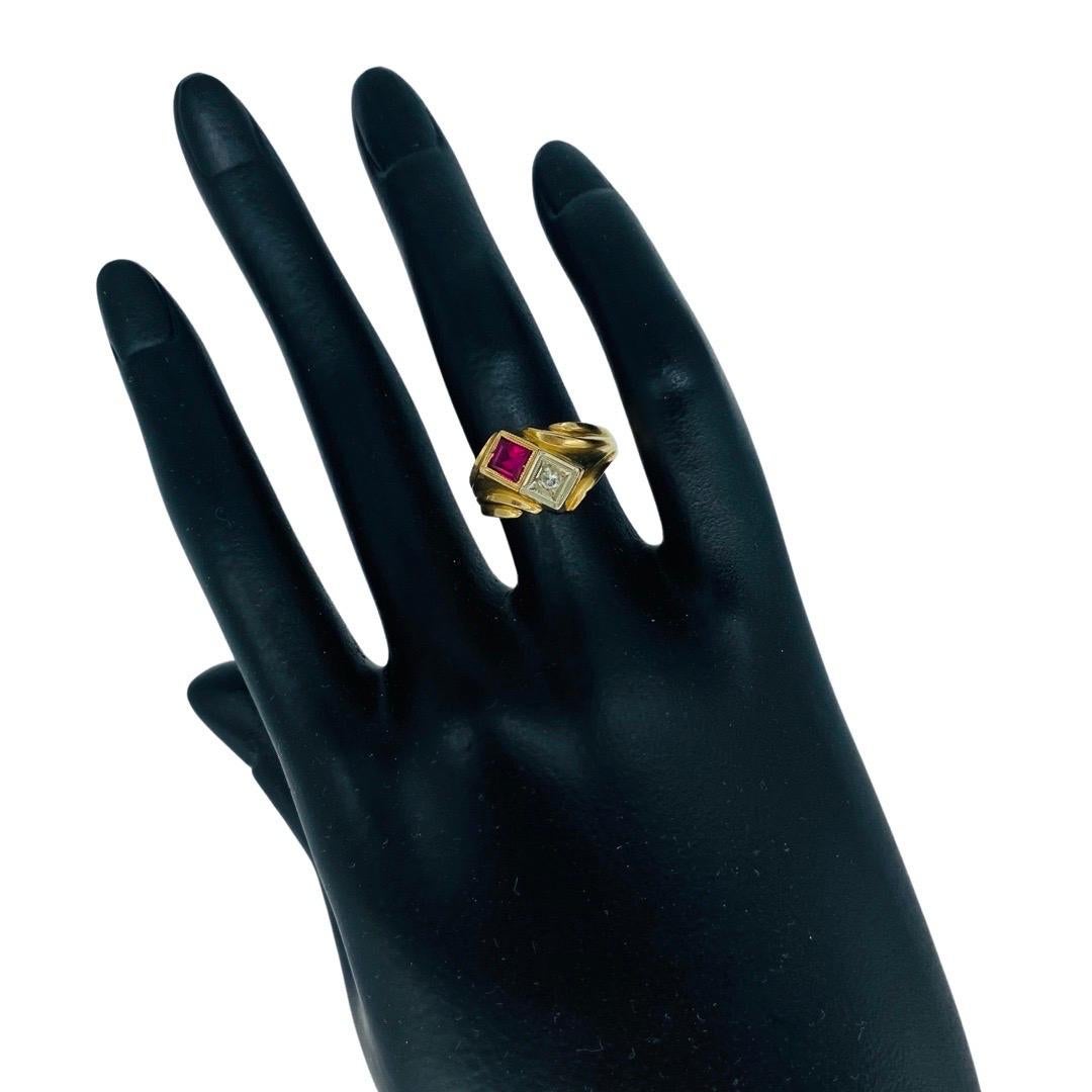 Art Deco 0,50 Karat Gesamtkaratgewicht Rubin und Diamant Ring Roségold 14k für Damen oder Herren im Angebot