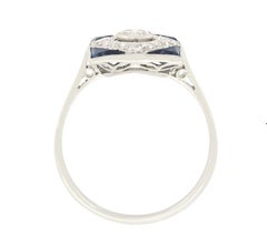 Art Deco 0.50ct Diamond and Sapphire Square Cluster Ring, c.1920s