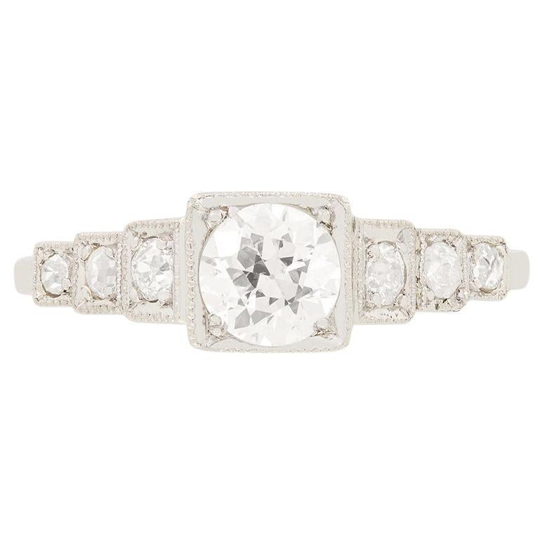 Anillo solitario de diamantes Art Déco de 0,50 ct, c.1920