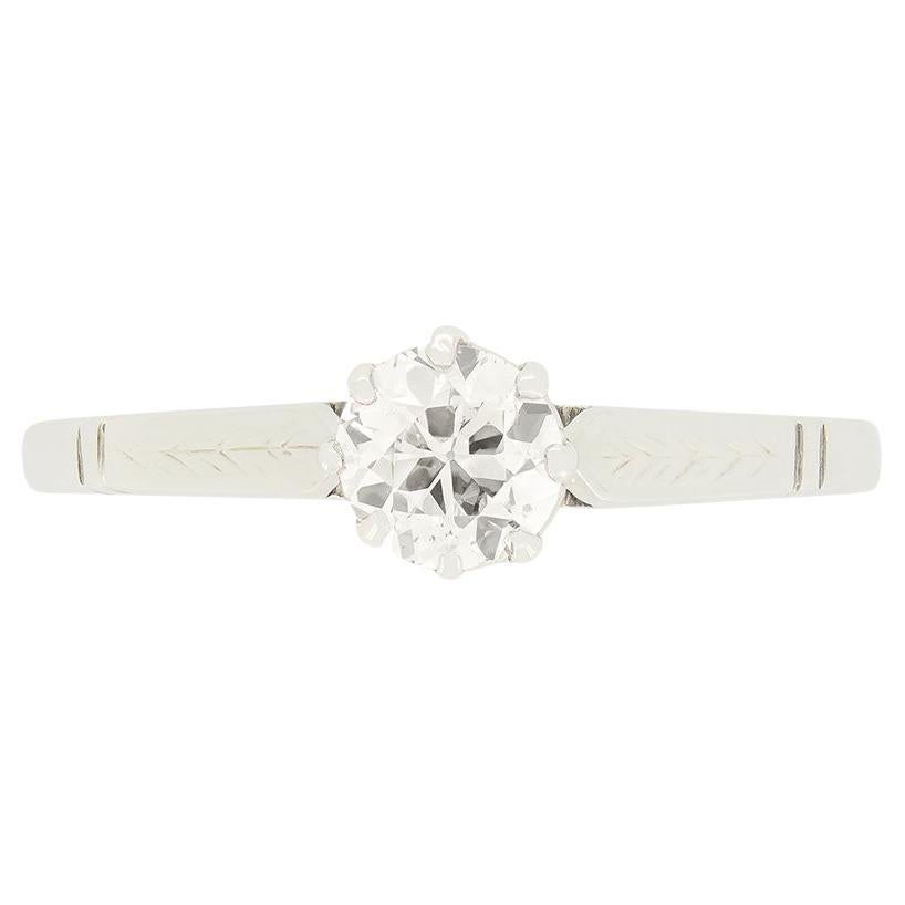 Anillo solitario de diamantes Art Déco de 0,50 ct, c.1920