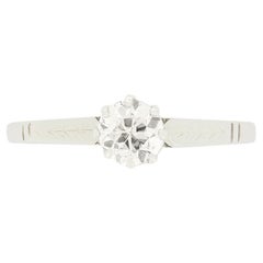 Anello solitario con diamante Art Deco da 0,50 carati, 1920 circa