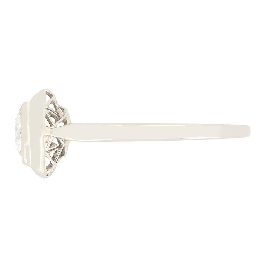 Anillo solitario de diamantes Art Déco de 0,50 ct, c.1930 Art Decó