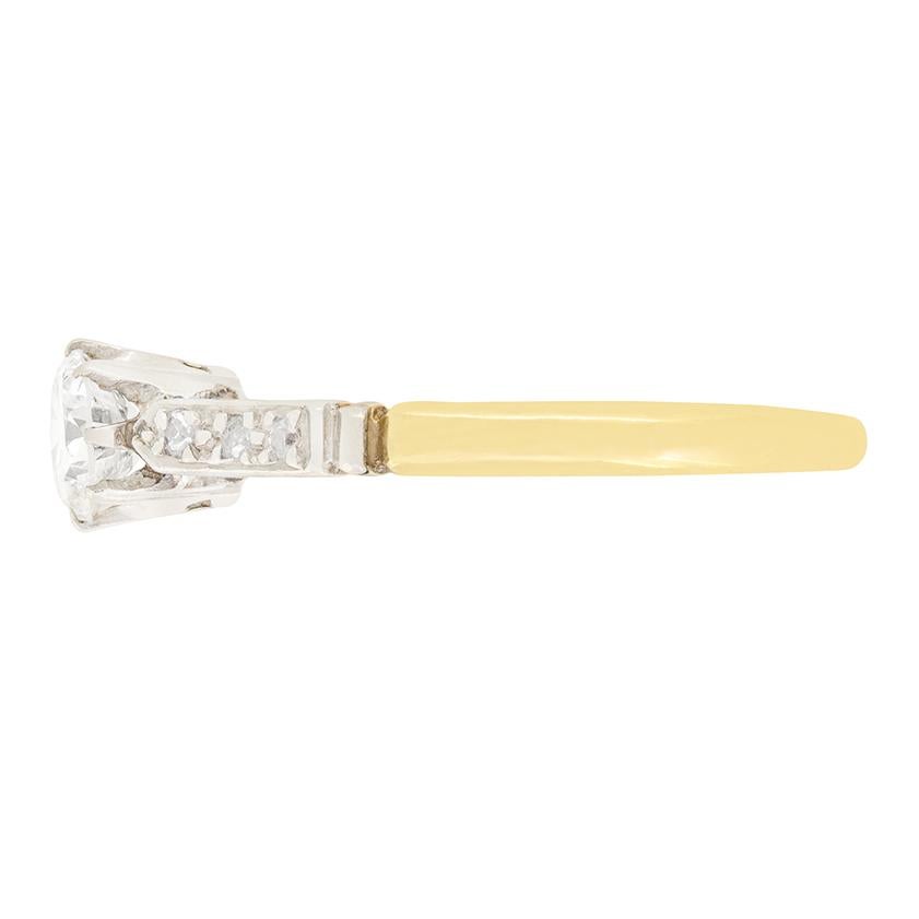 Taille vieille Europe Bague solitaire Art déco en diamant 0,50 carat, c.1930 en vente