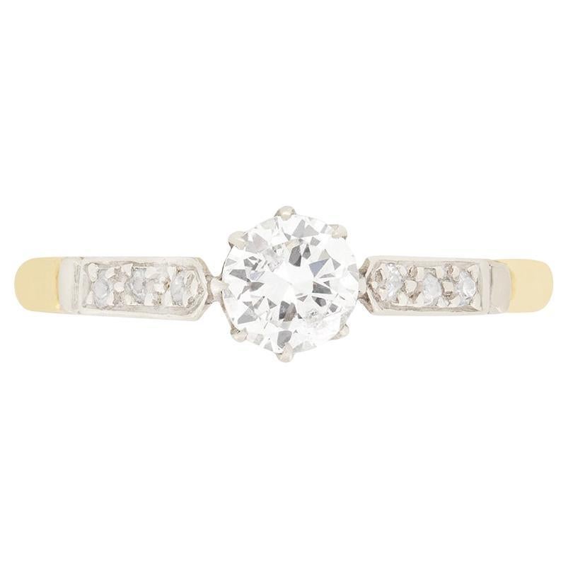 Anillo solitario de diamantes Art Déco de 0,50 ct, c.1930