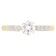 Anillo solitario de diamantes Art Déco de 0,50 ct, c.1930