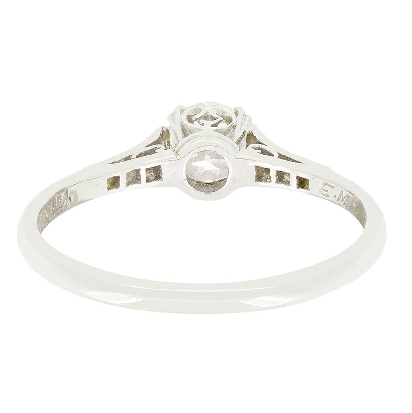 Art Deco 0,50ct Diamant Solitär Ring, um 1934 (Alteuropäischer Schliff) im Angebot