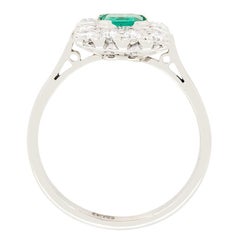 Art Deco 0.50ct Emerald and Diamond Cluster Ring, c.1920s
