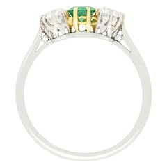 Art Deco 0.50ct Emerald and Diamond Trilogy Ring, c.1920s