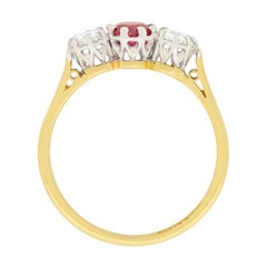 Art Deco 0.50 Carat Ruby and Diamond Three-Stone Ring, circa 1930s
