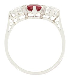 Art Deco 0.50ct Ruby and Diamond Trilogy Ring, c.1920s