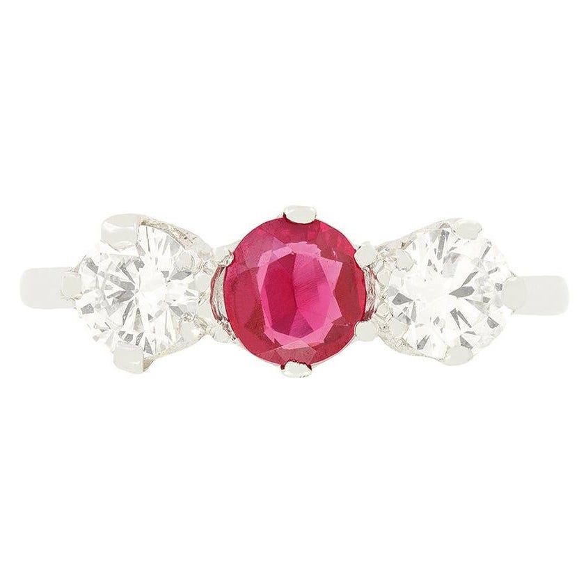 Art Deco 0.50ct Ruby and Diamond Trilogy Ring, c.1920s