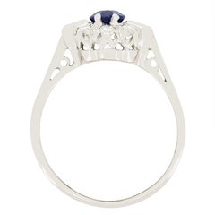 Art Deco 0.50ct Sapphire and Diamond Cluster Ring, c.1930s