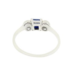 Art Deco 0.50ct Sapphire and Diamond Trilogy Ring, c.1920s