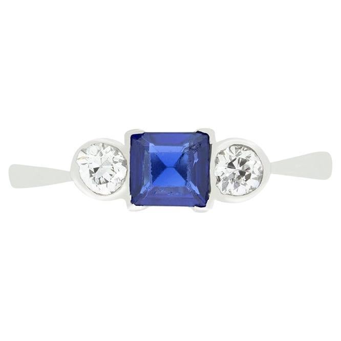 Art Deco 0.50ct Sapphire and Diamond Trilogy Ring, c.1920s