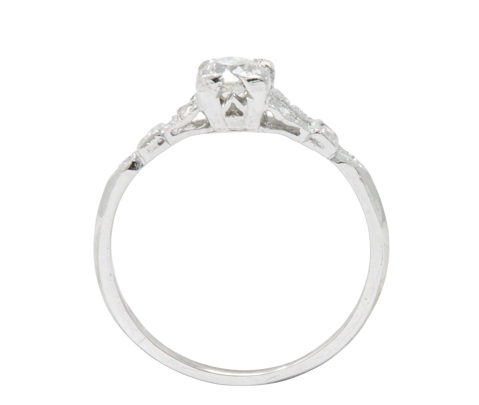 Art Deco 0.51 Carat Diamond Platinum Engagement Ring 1