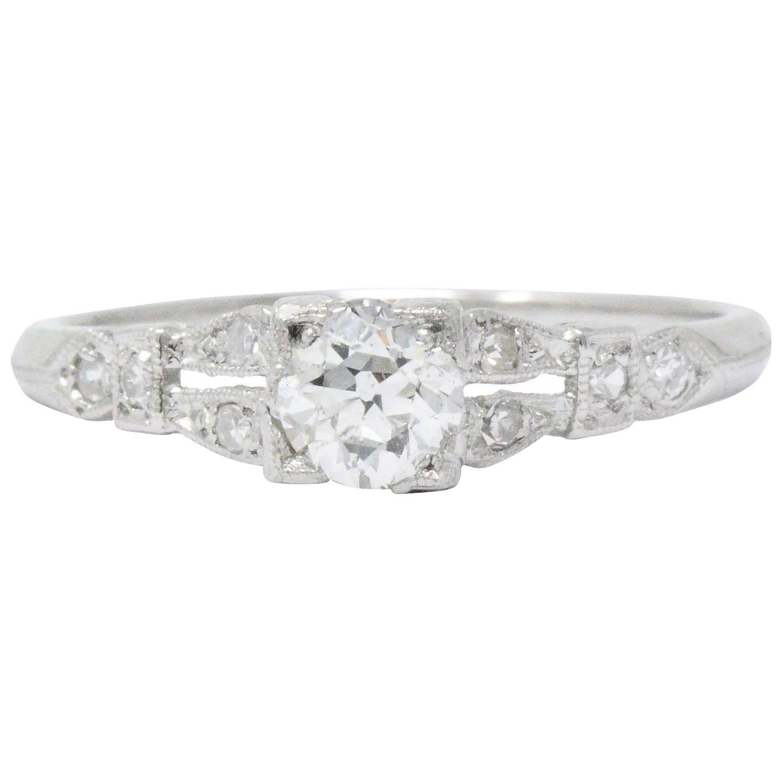 Art Deco 0.51 Carat Diamond Platinum Engagement Ring