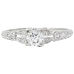 Art Deco 0.51 Carat Diamond Platinum Engagement Ring