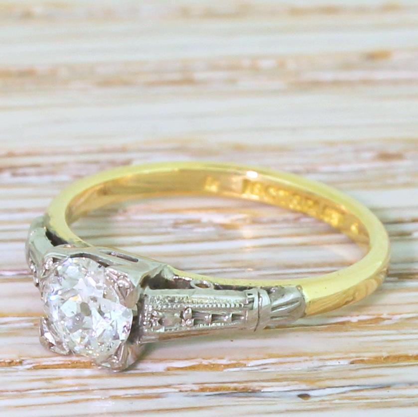 Art Deco 0.51 Carat Old Cut Diamond Engagement Ring, circa 1920 2