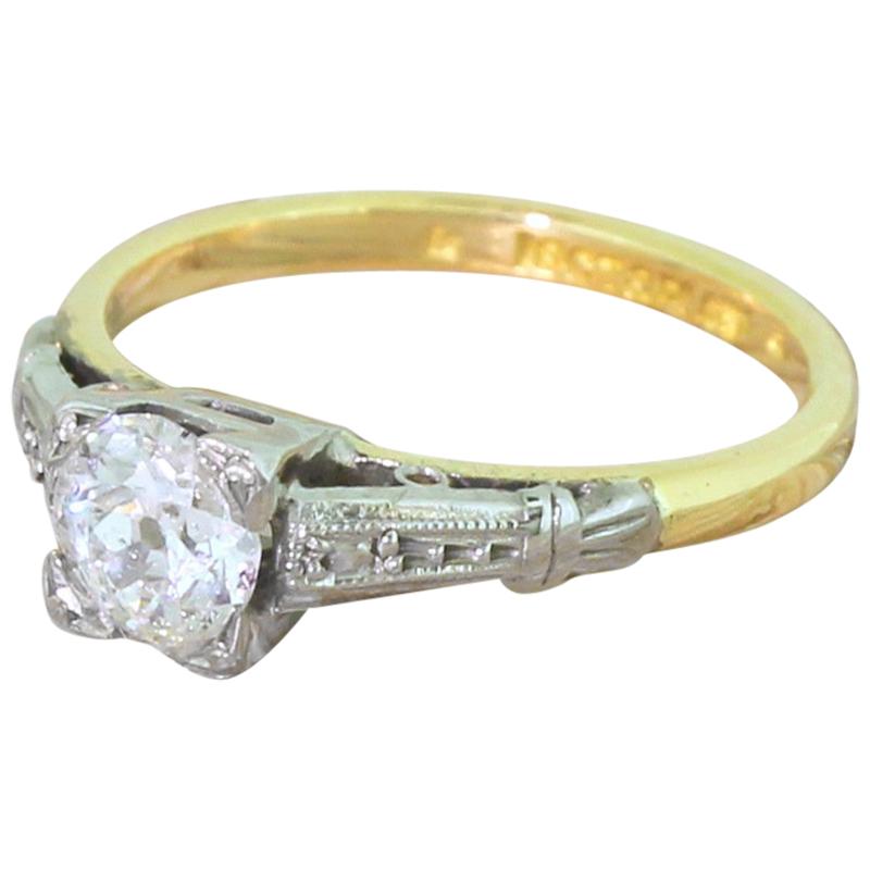 Art Deco 0.51 Carat Old Cut Diamond Engagement Ring, circa 1920