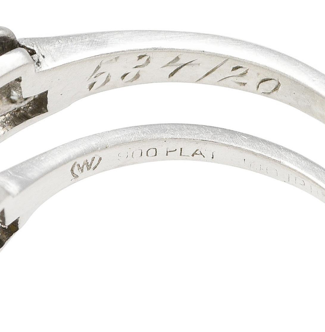 Art Deco 0.51 Carat Old European Cut Diamond Platinum Geometric Engagement Ring 2