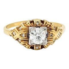 Art Deco 0.52 Carat Diamond 14 Karat Gold Geometric Band Ring