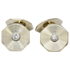 Art Deco 0.52 Carat Diamond 14 Karat White Gold Men's Cufflinks
