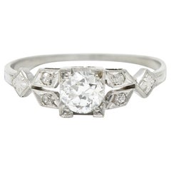 Vintage Art Deco 0.52 Carat Diamond 18 Karat White Gold Orange Blossom Engagement Ring