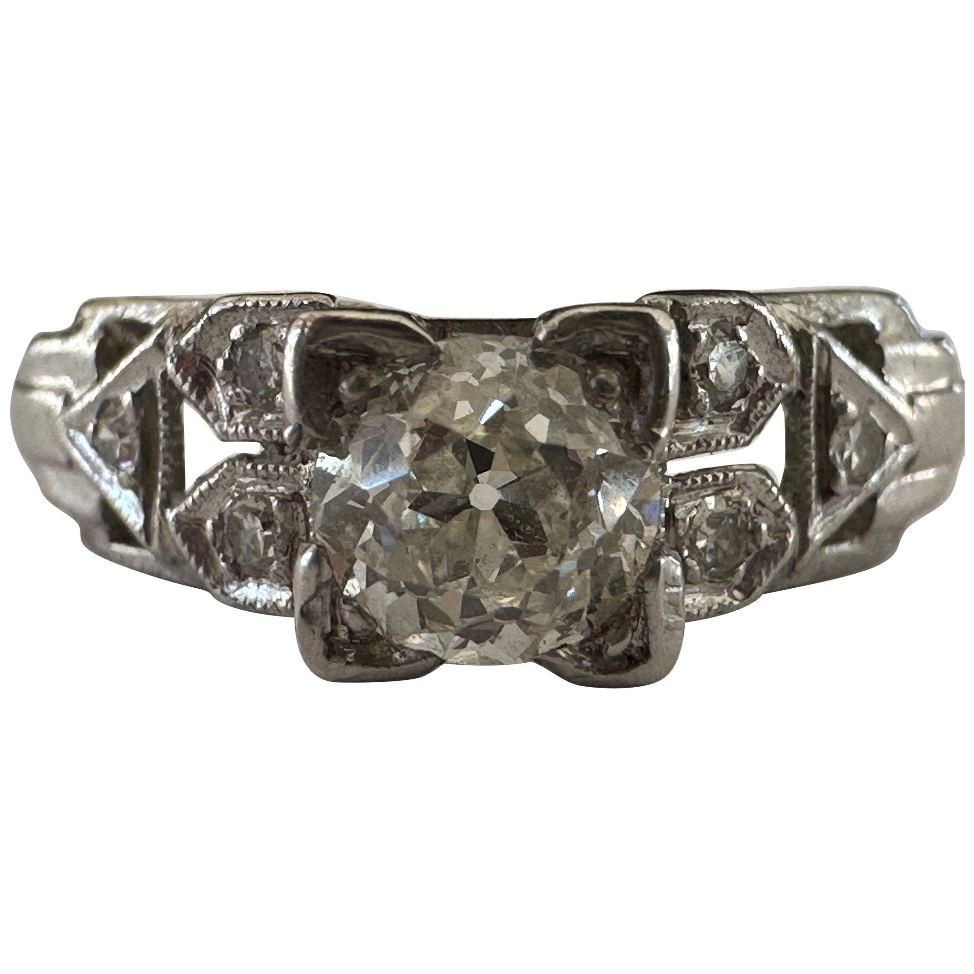 Bague de fiançailles Art déco avec diamants de 0,52 carat