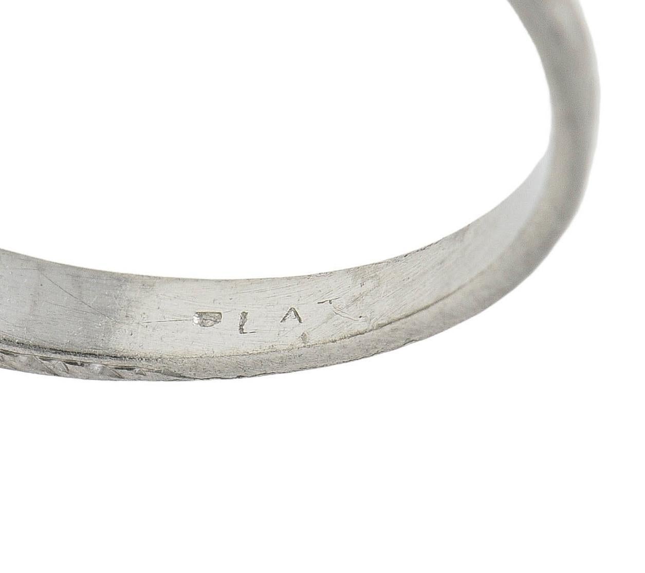 Art Deco 0.52 Carat Diamond Platinum Vintage Scrolled Wheat Engagement Ring For Sale 2