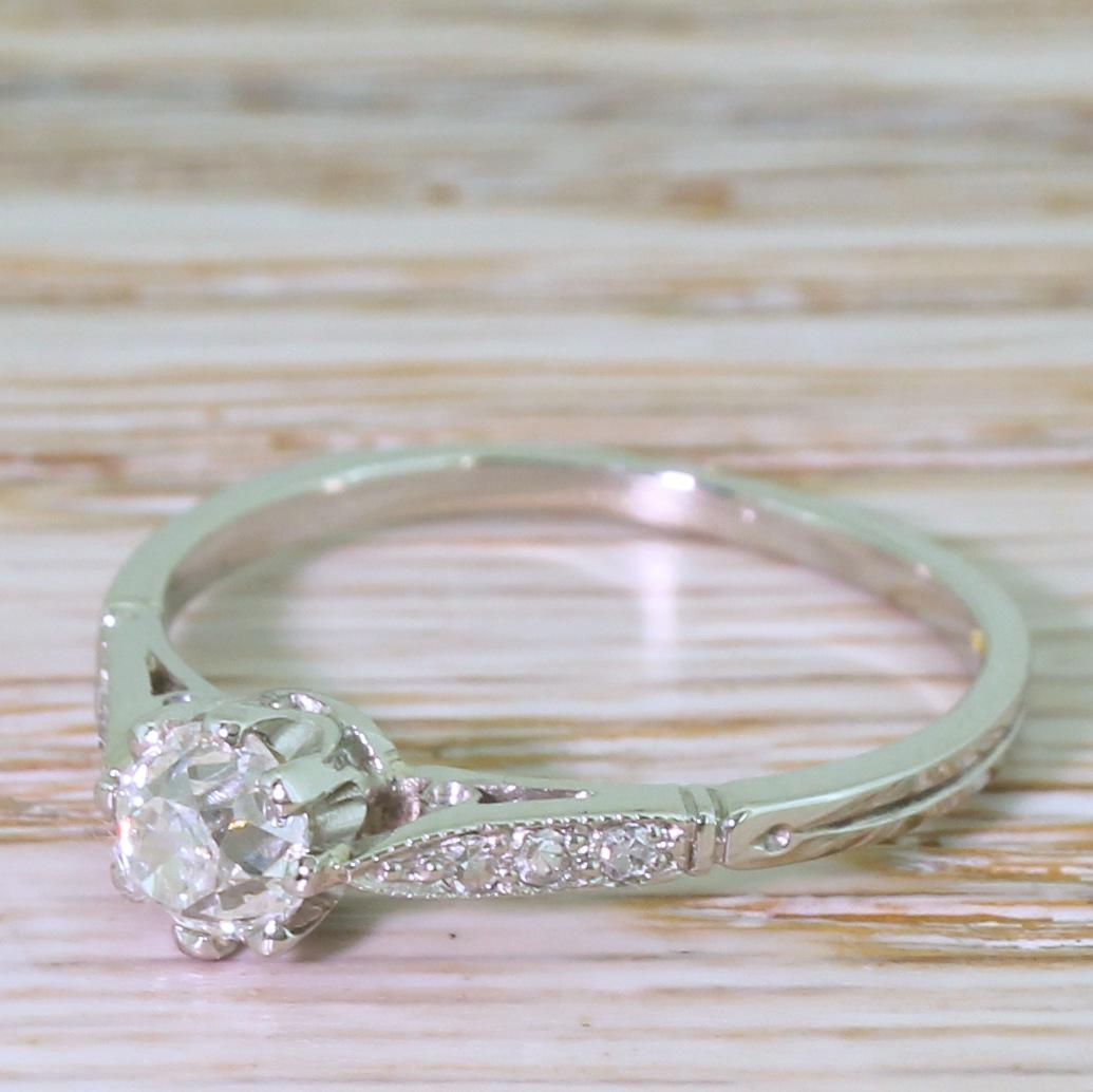Art Deco 0.52 Carat Old Cut Diamond Platinum Engagement Ring 2