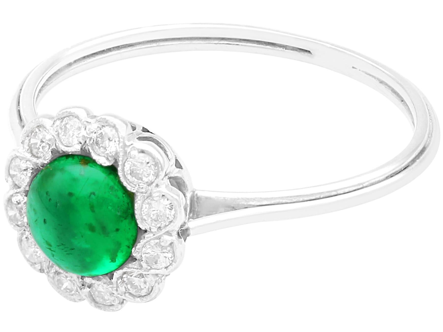 Emerald Cut Art Deco 0.54 Carat Emerald 0.24 Carat Diamond Platinum Dress Ring For Sale