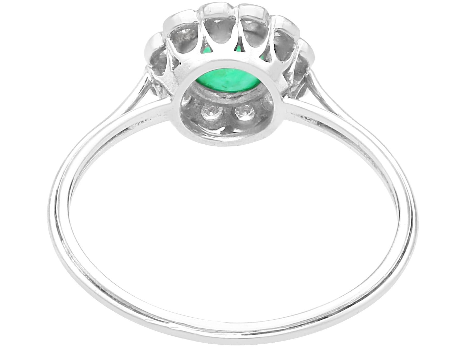 Art Deco 0.54 Carat Emerald 0.24 Carat Diamond Platinum Dress Ring In Excellent Condition For Sale In Jesmond, Newcastle Upon Tyne