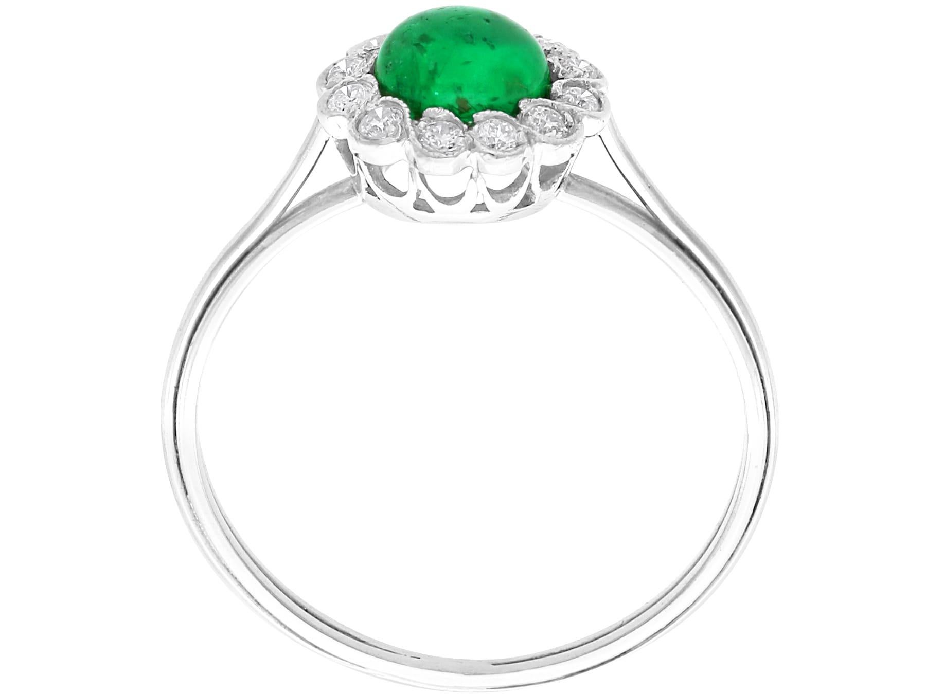 Women's or Men's Art Deco 0.54 Carat Emerald 0.24 Carat Diamond Platinum Dress Ring For Sale