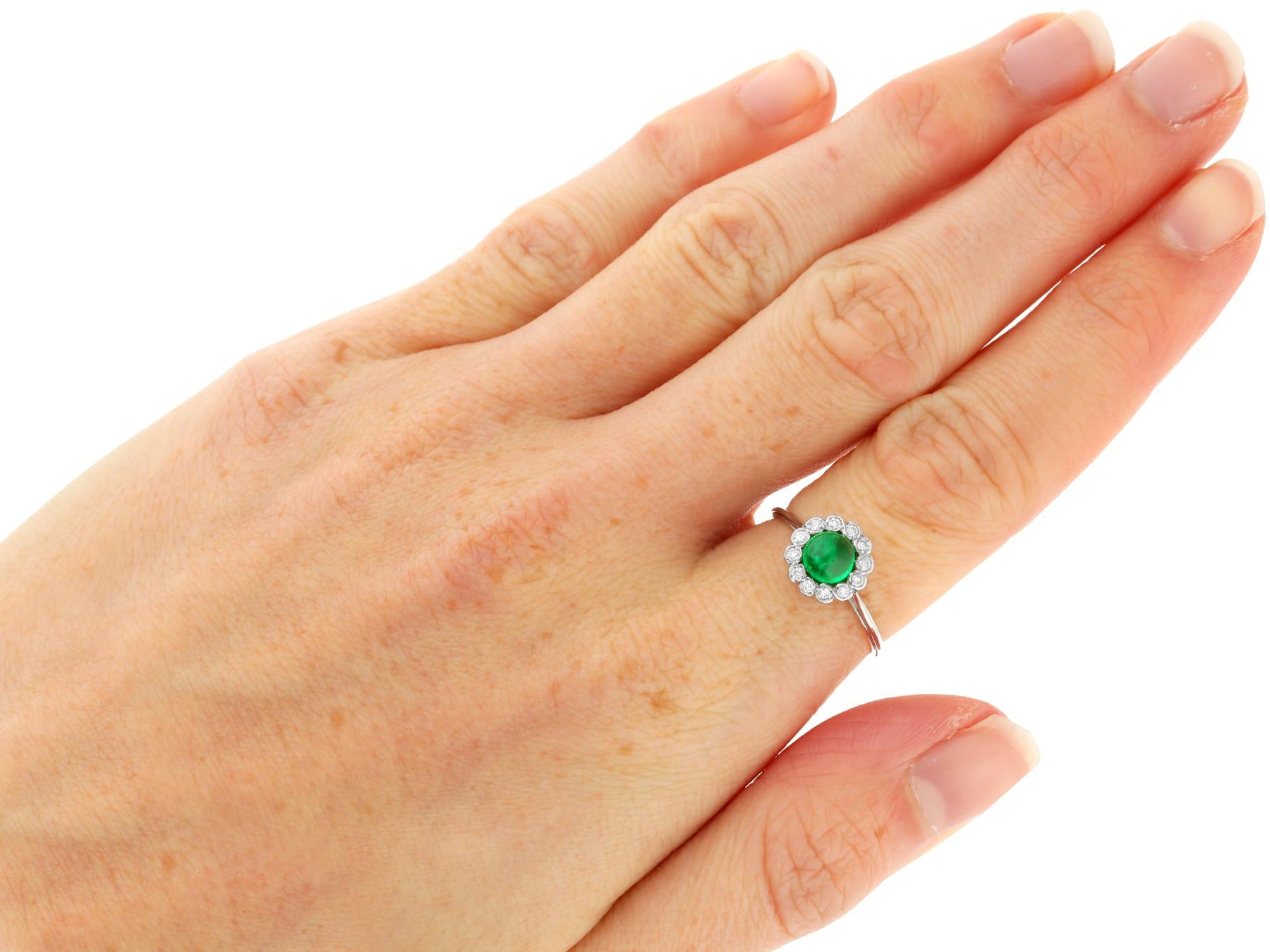 Art Deco 0.54 Carat Emerald 0.24 Carat Diamond Platinum Dress Ring For Sale 2