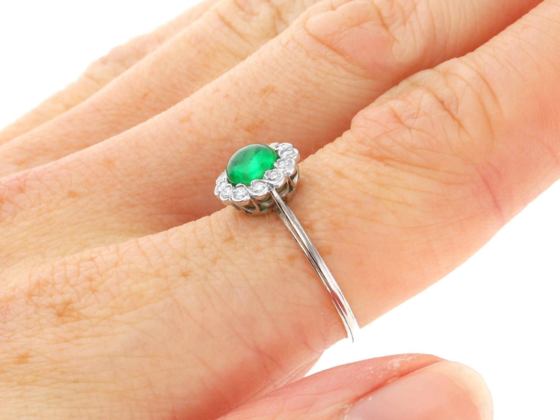 Art Deco 0.54 Carat Emerald 0.24 Carat Diamond Platinum Dress Ring For Sale 3