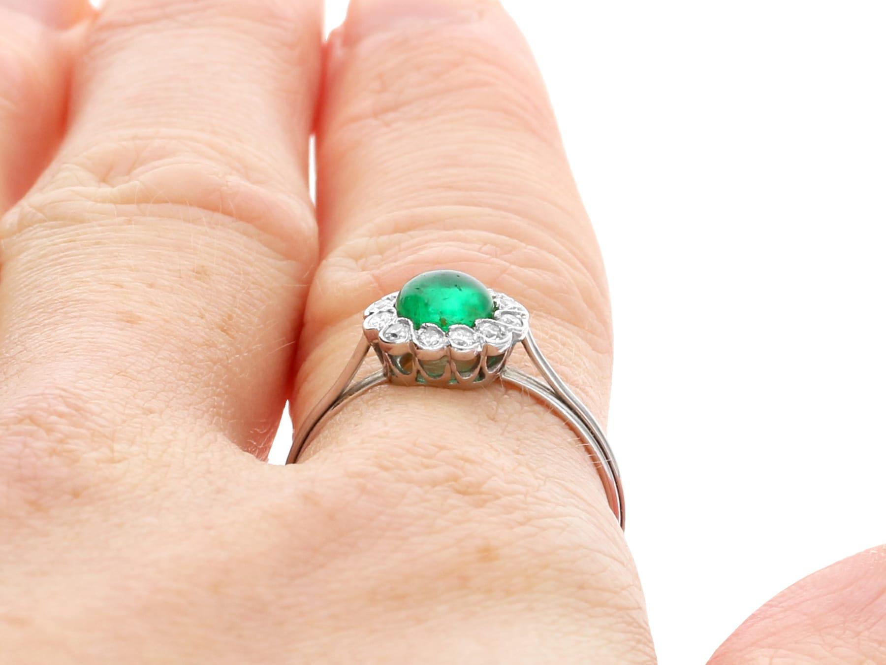 Art Deco 0.54 Carat Emerald 0.24 Carat Diamond Platinum Dress Ring For Sale 4