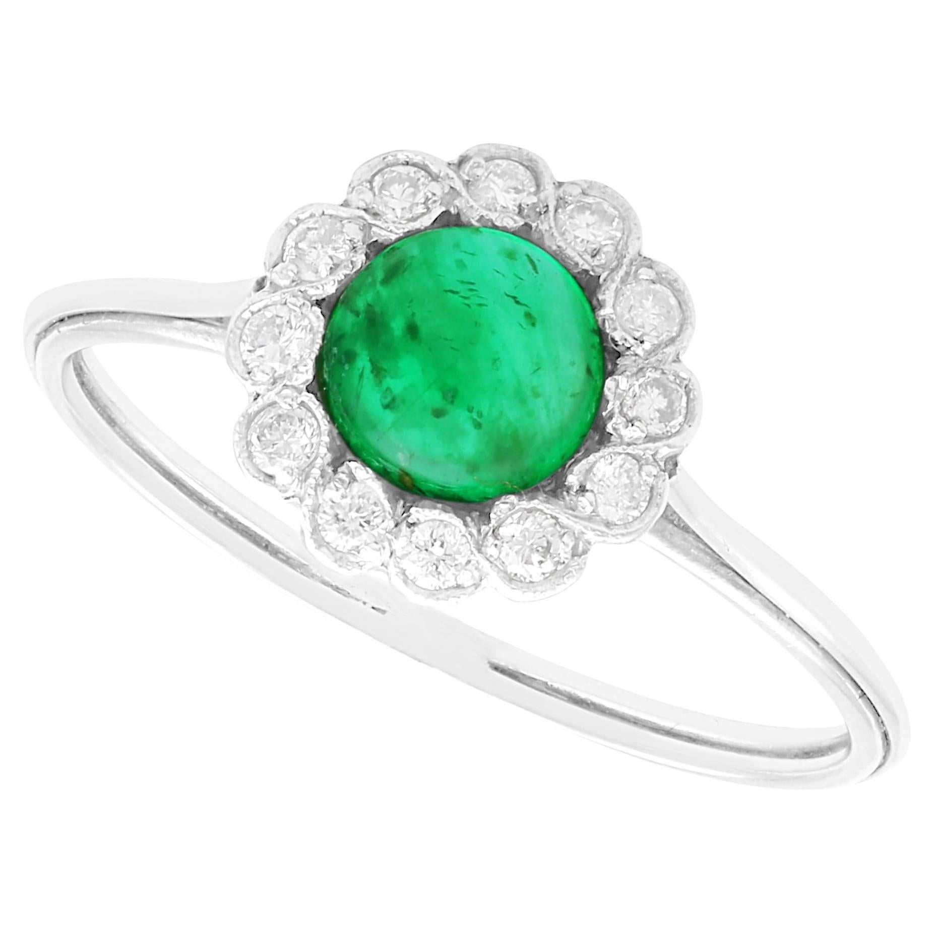 Art Deco 0.54 Carat Emerald 0.24 Carat Diamond Platinum Dress Ring
