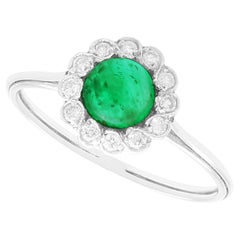 Vintage Art Deco 0.54 Carat Emerald 0.24 Carat Diamond Platinum Dress Ring