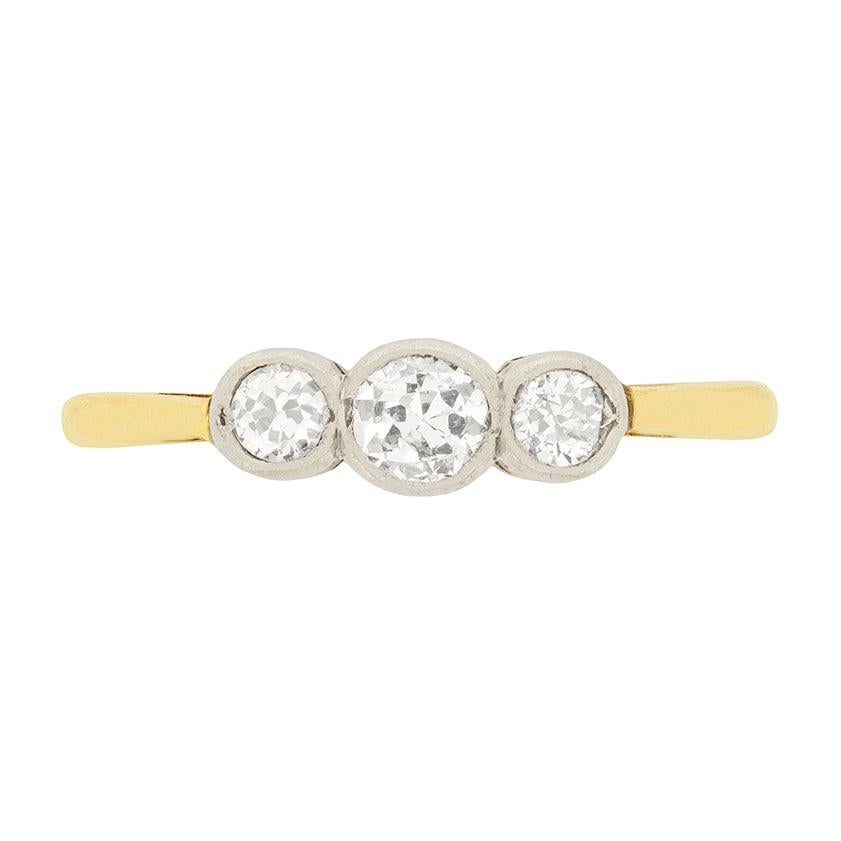 Art Deco 0.55 Carat Diamond Three-Stone Ring, circa 1920s
