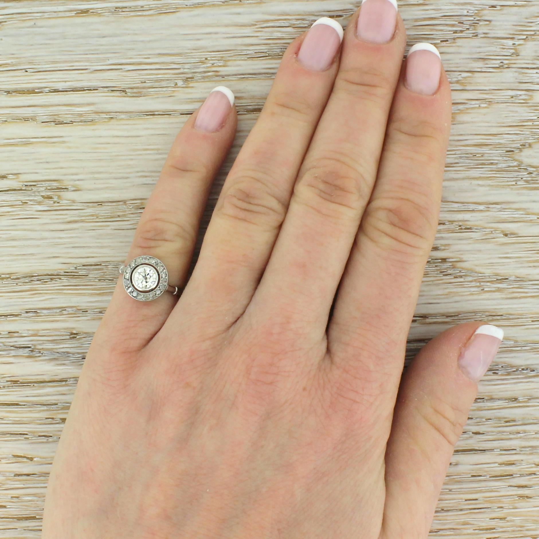 Women's Art Deco 0.55 Carat Old Cut and Rose Cut Diamond Cluster Ring