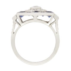 Art Deco 0.55ct Diamond and Sapphire Cluster Ring, c.1920s