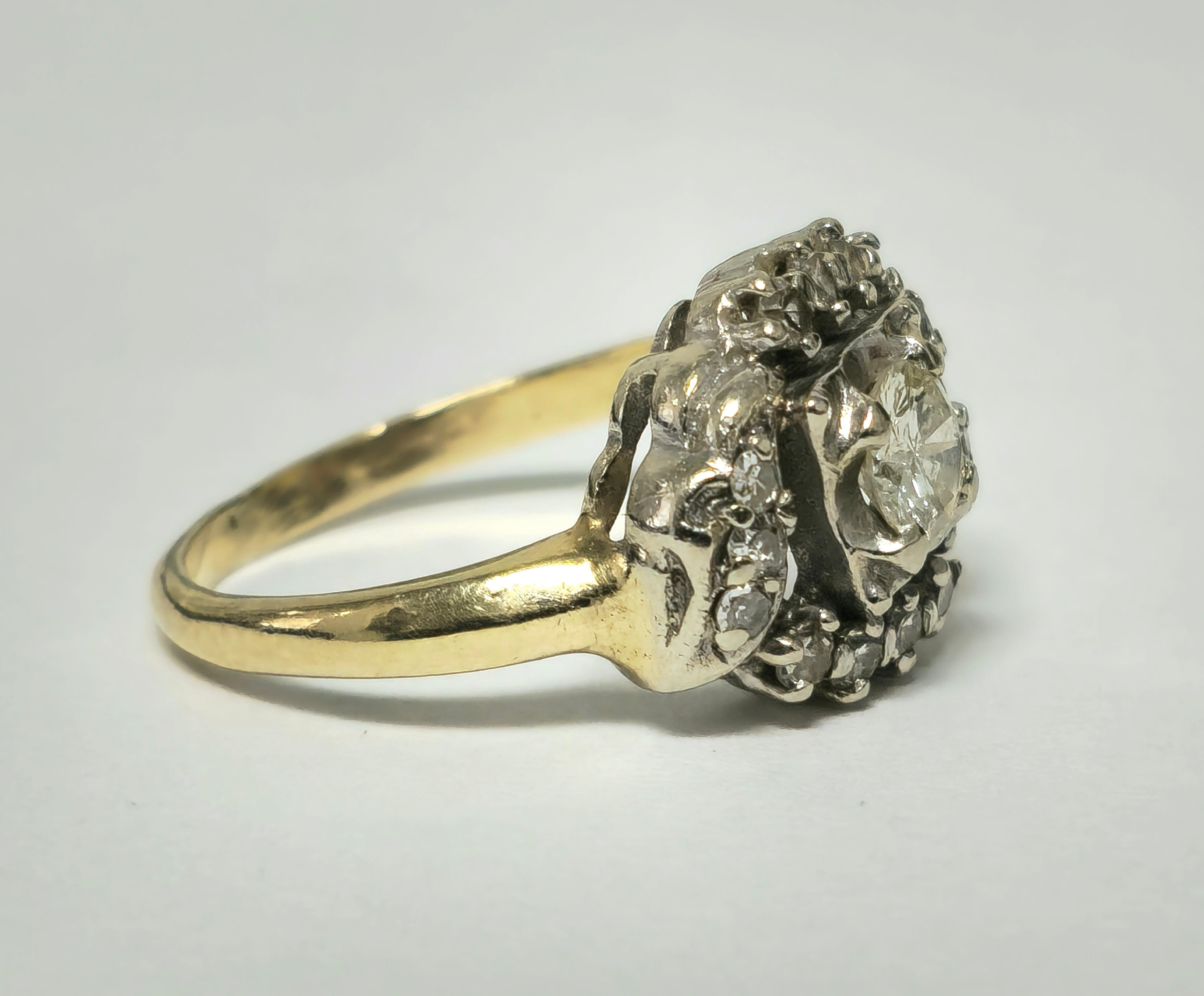 Art Deco 0.56 Carat Diamond Ring For Womens in 14k Gold  In Excellent Condition For Sale In Miami, FL
