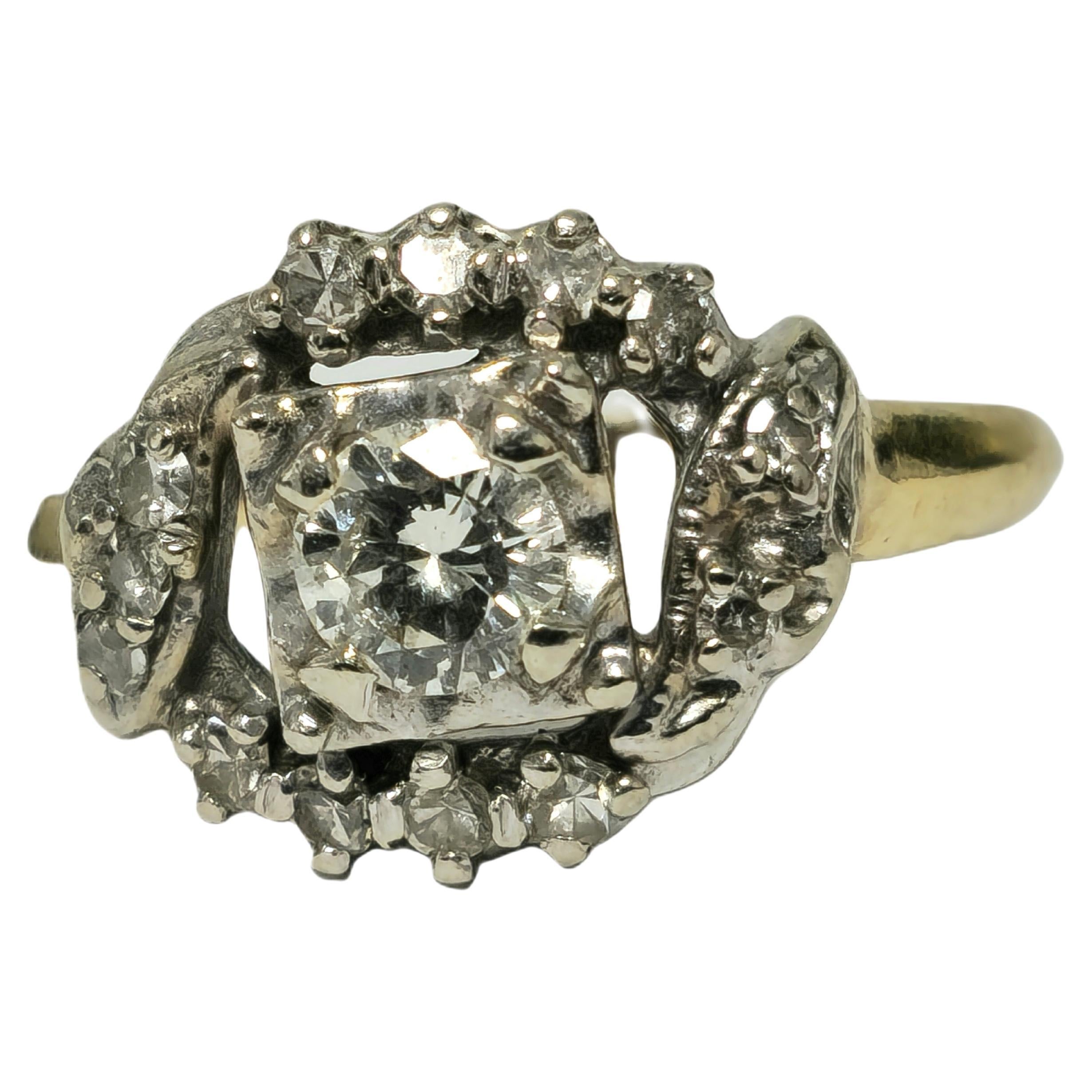 Art Deco 0.56 Carat Diamond Ring For Womens in 14k Gold 