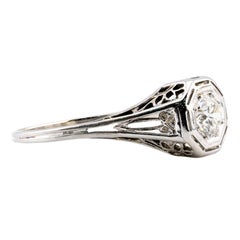 Art Déco 0,56 Quilates Diamante Solitario Filigrana Anillo de Compromiso Vintage Platino