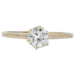 Art Deco 0.57 Carat Diamond 14 Karat Gold Engagement Ring GIA