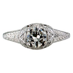 Art Deco 0.57 Carat Diamond Solitaire Platinum Engagement Ring
