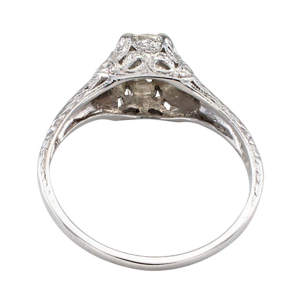 Women's or Men's Art Deco 0.57 Carat Diamond Solitaire Platinum Engagement Ring