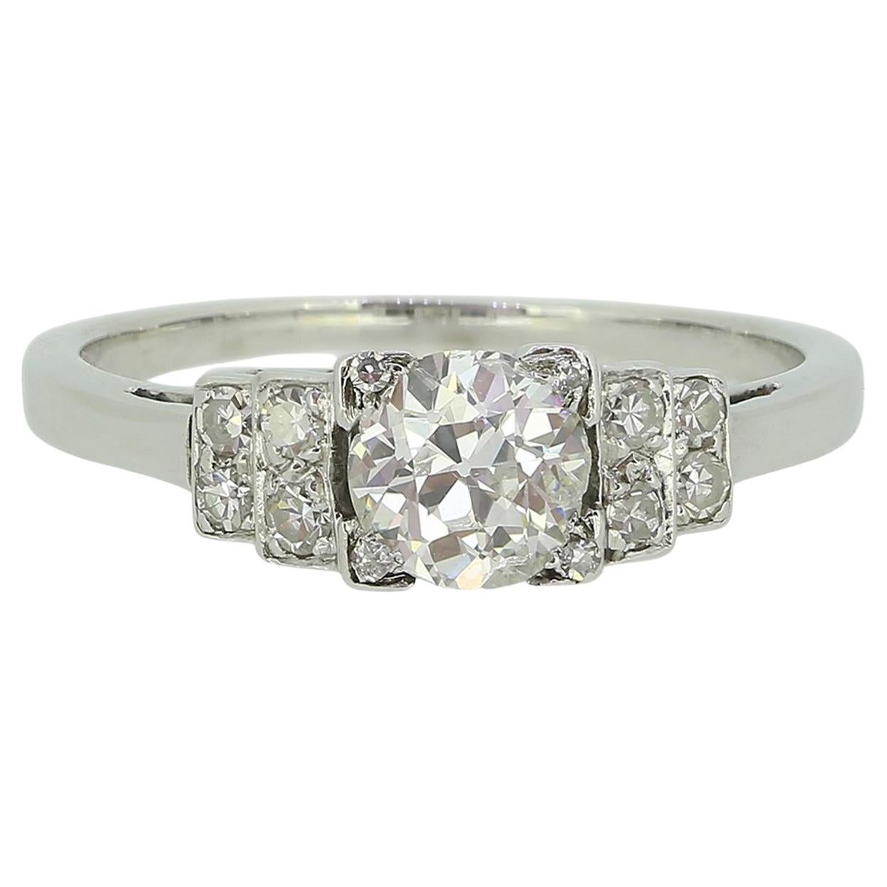 Art Deco 0.58 Carat Diamond Engagement Ring