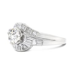 Art Deco 0.58 Ct. Old European Cut Diamond Engagement Ring H SI1 in Platinum